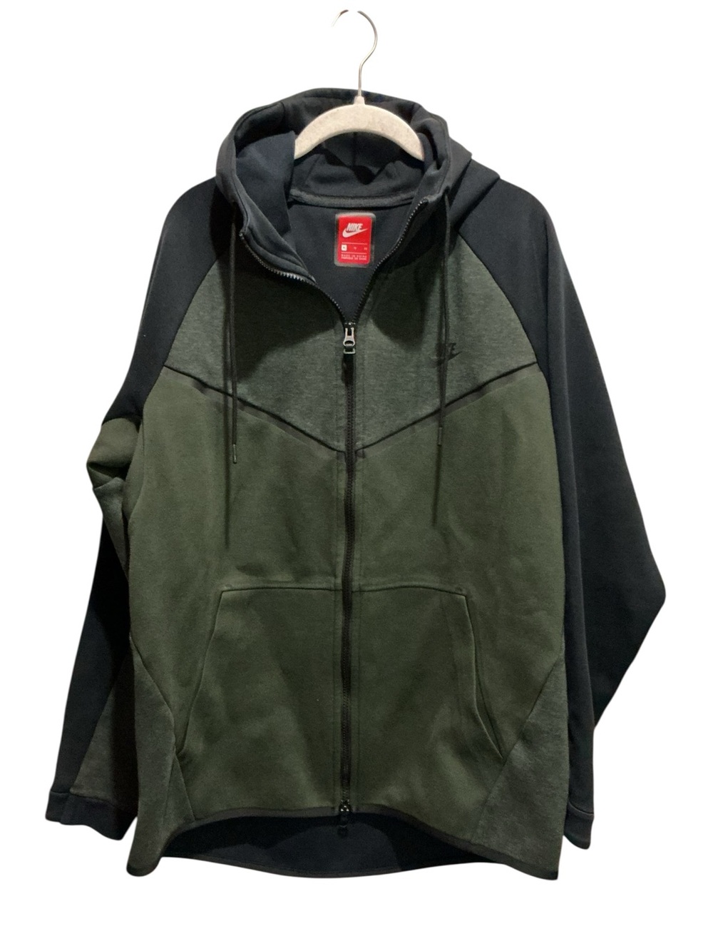 Nike Men’s Olive Green Zip Up  Athletic Warm Jacket W/ Hood
